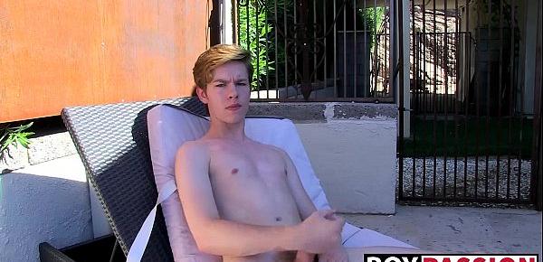  Fit and outdoor twink Nico stroke his cock and cum